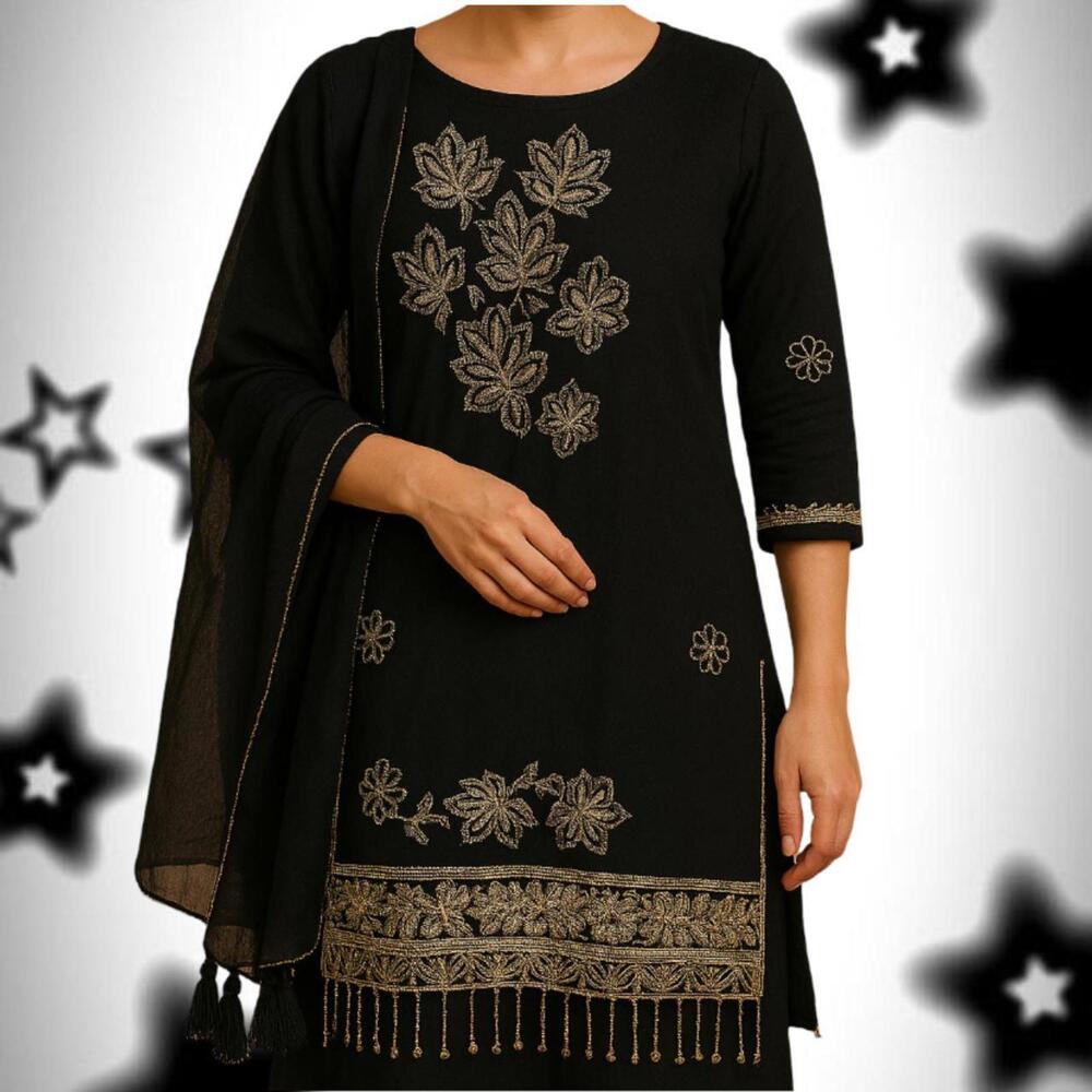 Brand New black and gold Kameez and Scarf